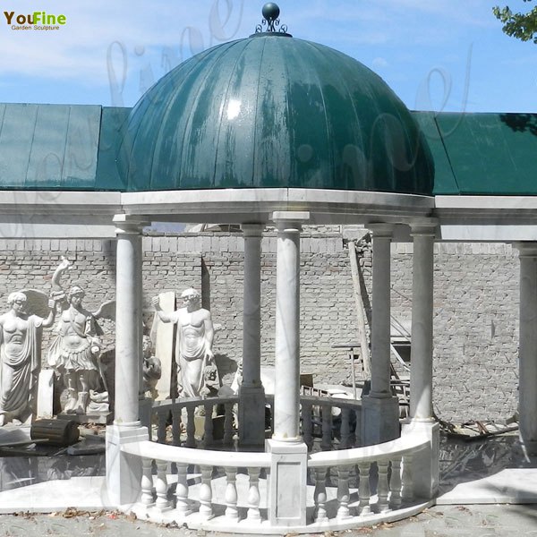 Customized Garden Decoration White Marble Gazebo for Sale Supplier MOKK-27