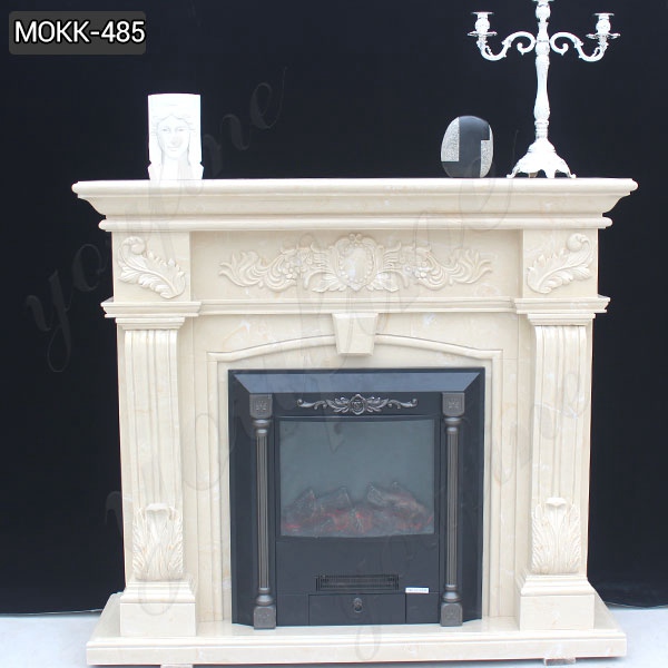 Exquisite Hand Design Flower Marble Fireplace Supplier MOKK-485