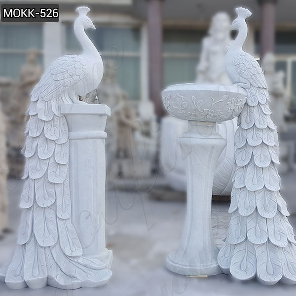 Modern Outdoor White Marble Peacock Flower Pots