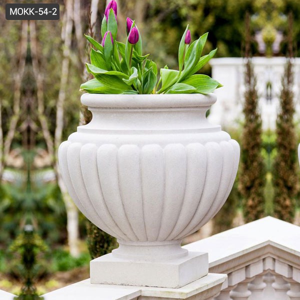 Outdoor White Marble Garden Flower Pots for Garden