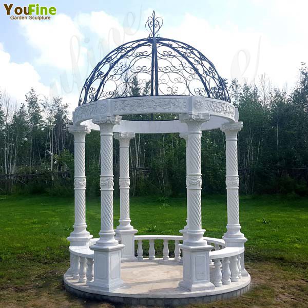 Popular Outdoor Garden Decoration White Marble Gazebo Supplier MOKK-35 - 副本