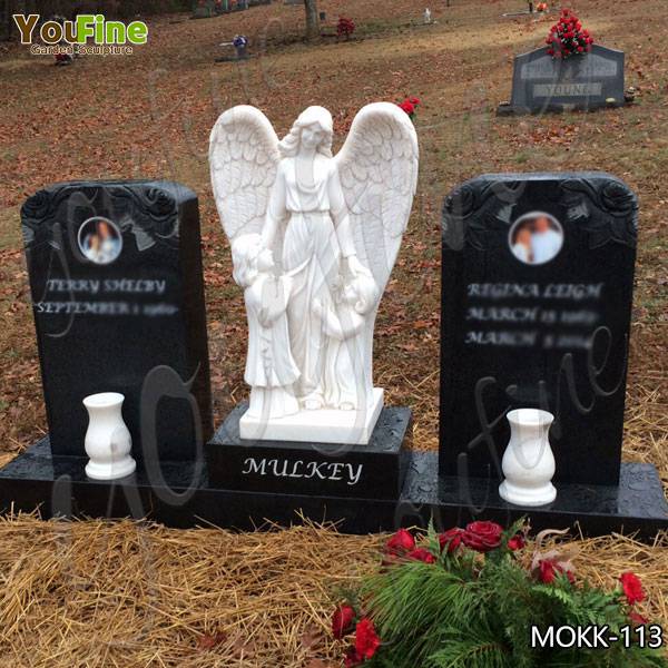 Black-Granite-Upright-Headstone-with-Angel-Statue-Suppliers