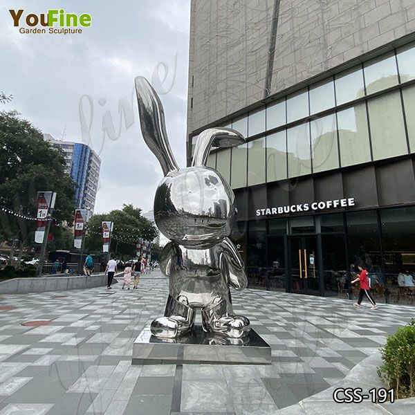 Large Abstract Stainless Steel Rabbit Sculpture for Garden