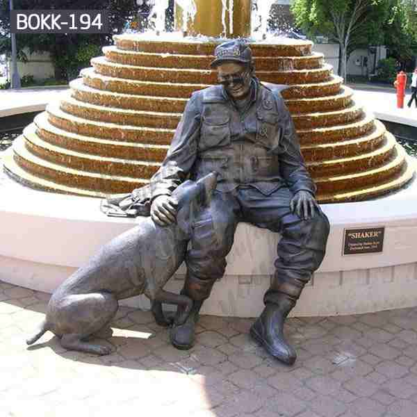 Lowest Price Outdoor Craft Bronze Soldier Sculpture with Dog Monument BOKK-194Lowest Price Outdoor Craft Bronze Soldier Sculpture with Dog Monument BOKK-194