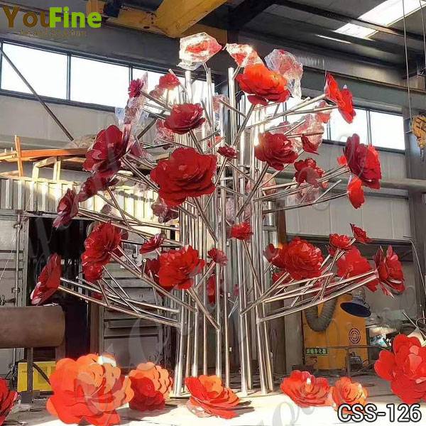 Outdoor Large Stainless Steel Flower Sculptures