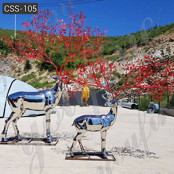 Stainless Steel Deer Garden Sculpture from Factory