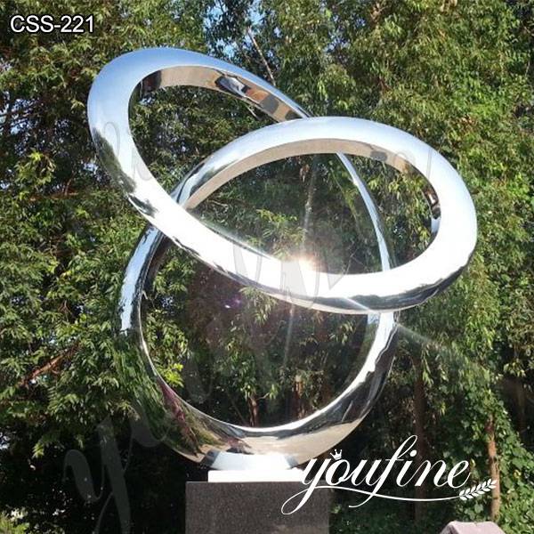 High Polished Outdoor Modern Metal Ring Sculpture for Sale