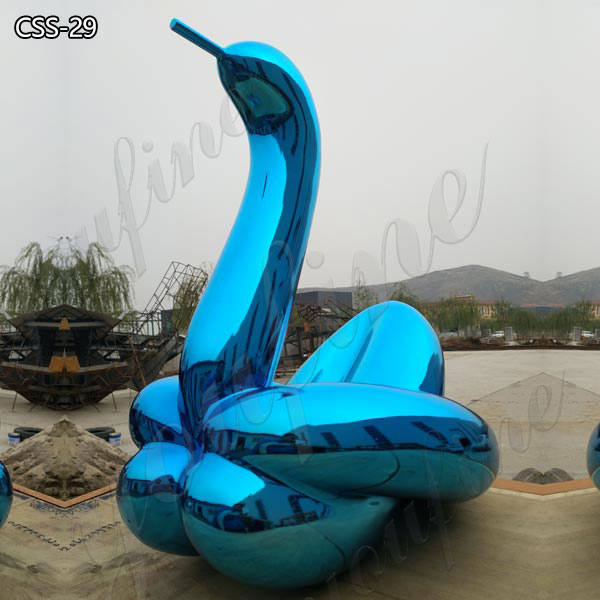 Modern Jeff Koons Blue Balloon Swan Stainless Steel Sculpture for Sale