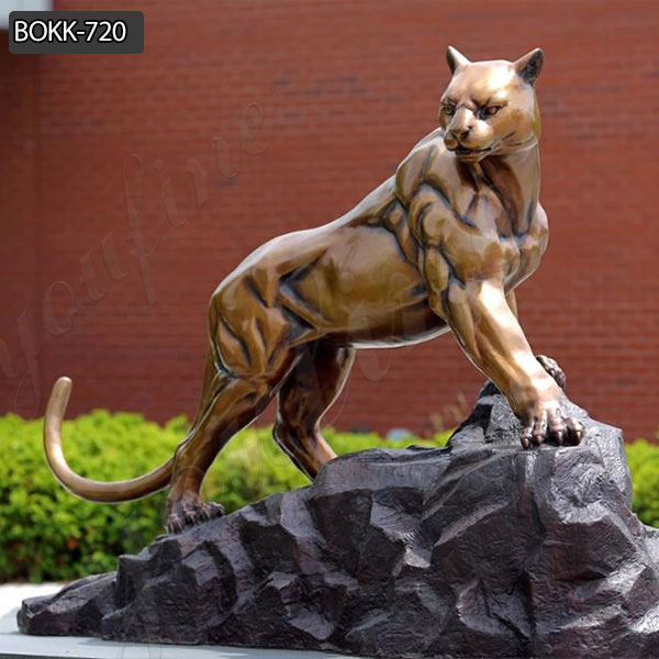 Running Leopard Bronze Sculpture