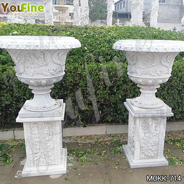 Exquisite White Marble Flower Pots floral designs for Sale MOKK-714