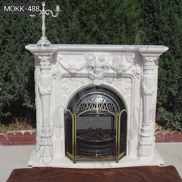 White Outdoor Stone Simple Stone Design Marble Fireplace Supplier