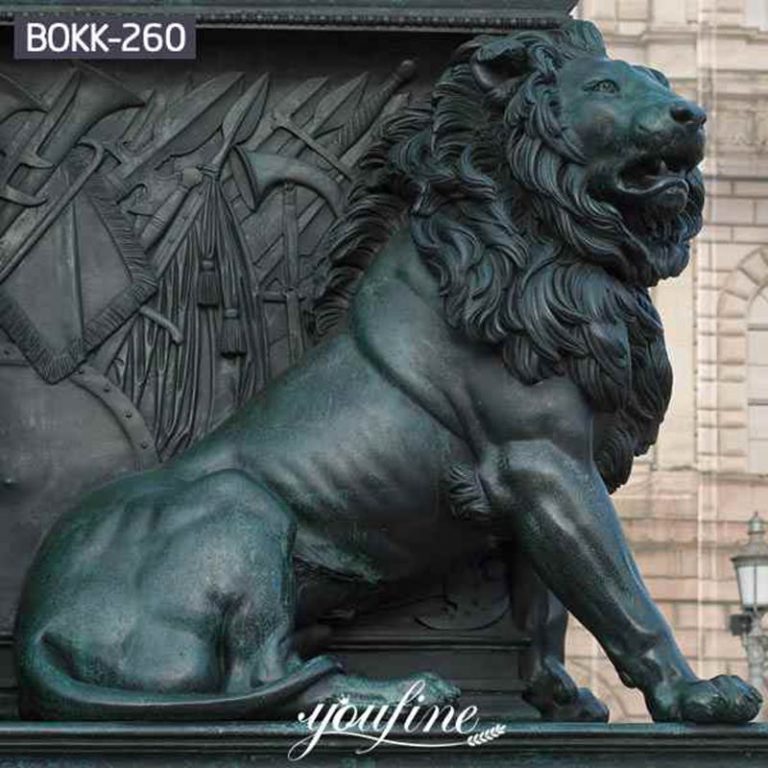 Antique Large Bronze Lion Statue for Front Porch factory supplier