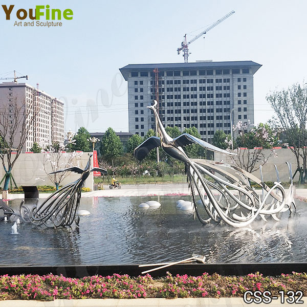 Large Metal Phoenix Sculpture Stainless Steel Sculpture Factory