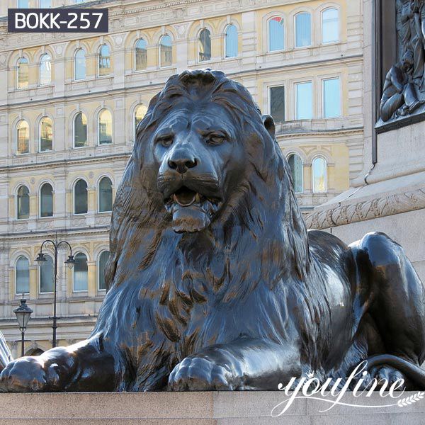 Large Antique Bronze Lion Statue Front Porch