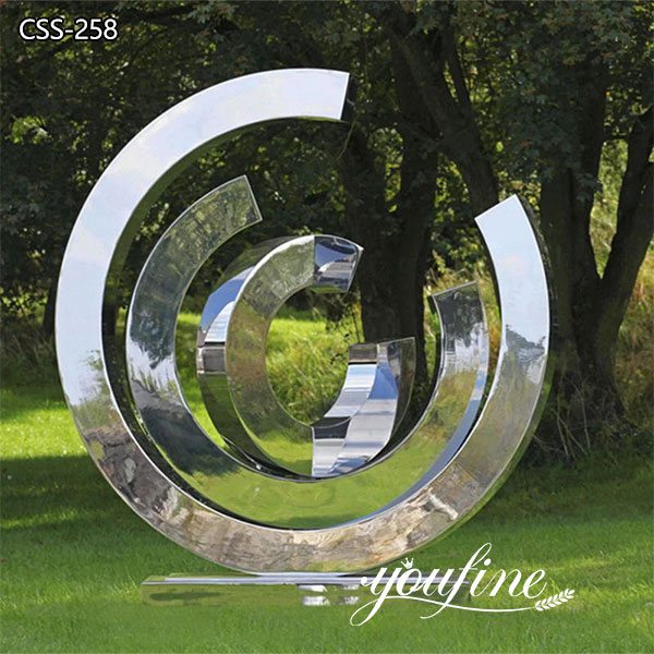 Mirror Rotating Ring Metal Garden Sculpture for Sale