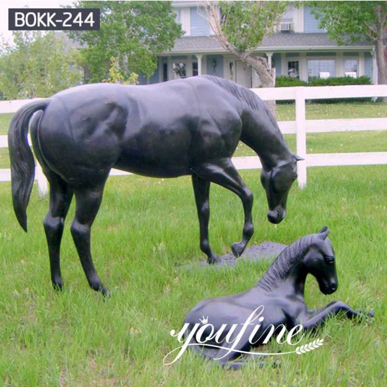 Life Size Outdoor Black Bronze Horse Statue