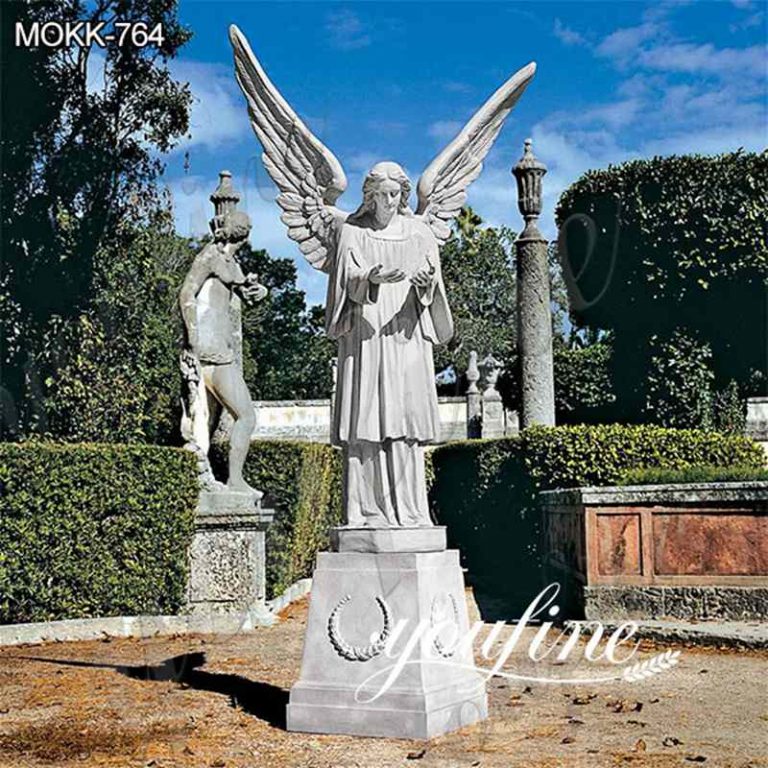 Garden Grand Cathedral White Marble Angel Statue for Sale MOKk