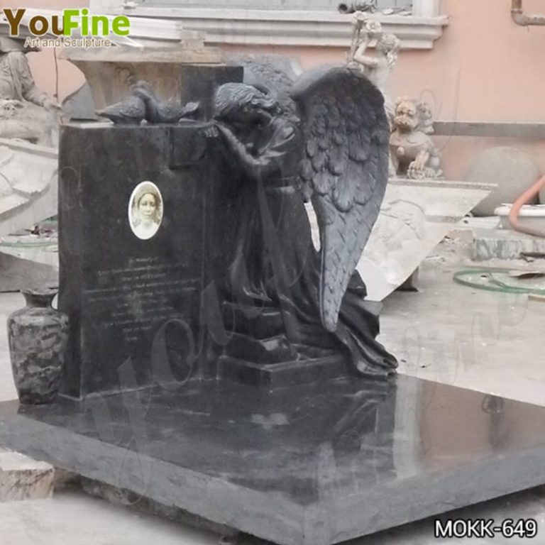 Handmade Black Granite Tombstone Memorial from Factory Supply MOKK-