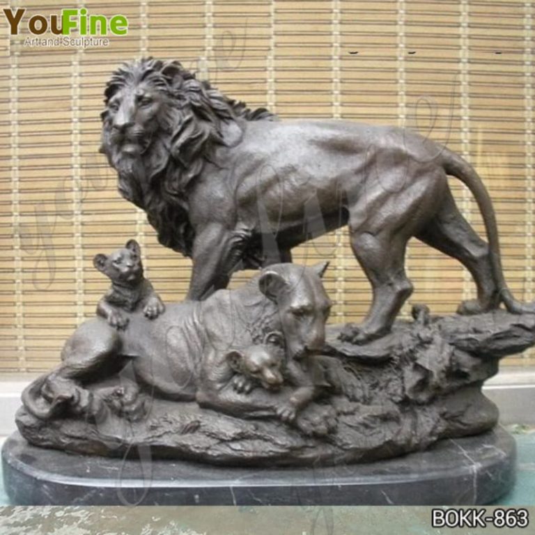 antique bronze lion statue