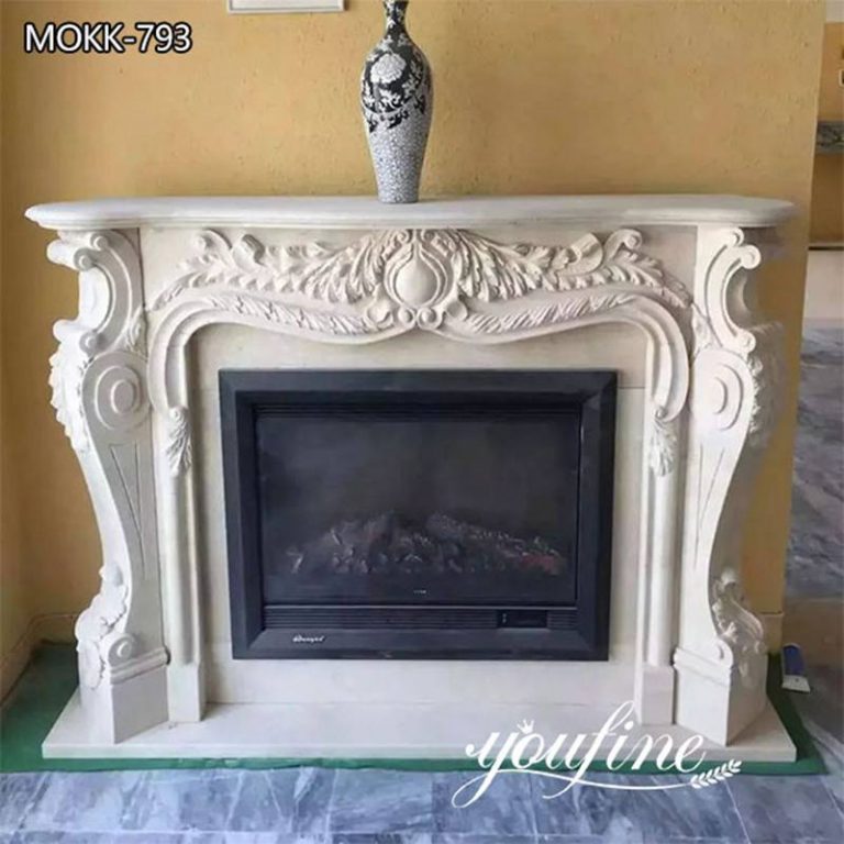 white marble fireplace