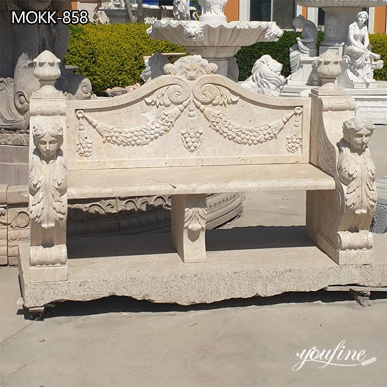 Outdoor Carved Marble Bench Garden Decoration for Sale