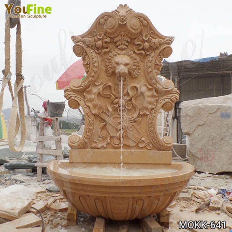 Hand-carving Marble Lion Head Wall Fountain Factory Supplier