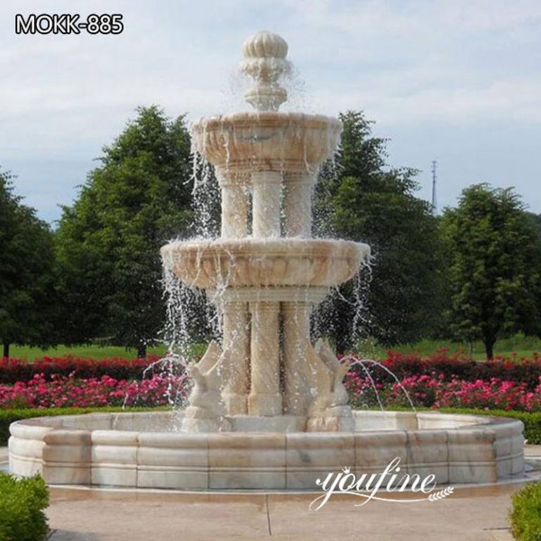 Large Outdoor Natural Stone Column Garden Fountain for Sale