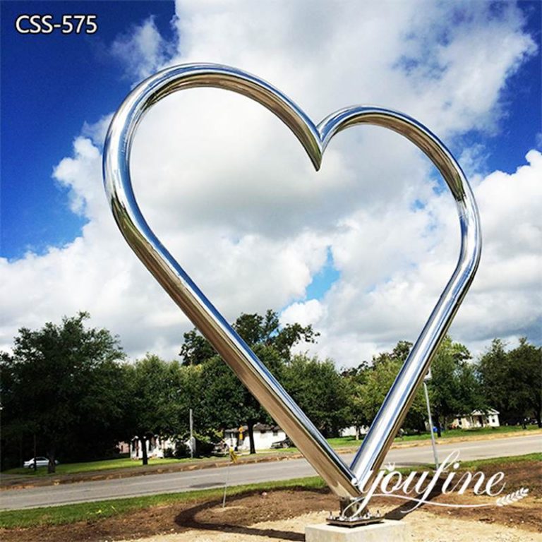 Large Polished Metal Heart Sculpture Square Decoration Wholesale