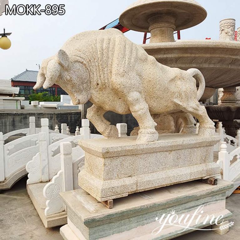 Outdoor Carving Marble Bull Sculpture Front Door Decor Wholesale