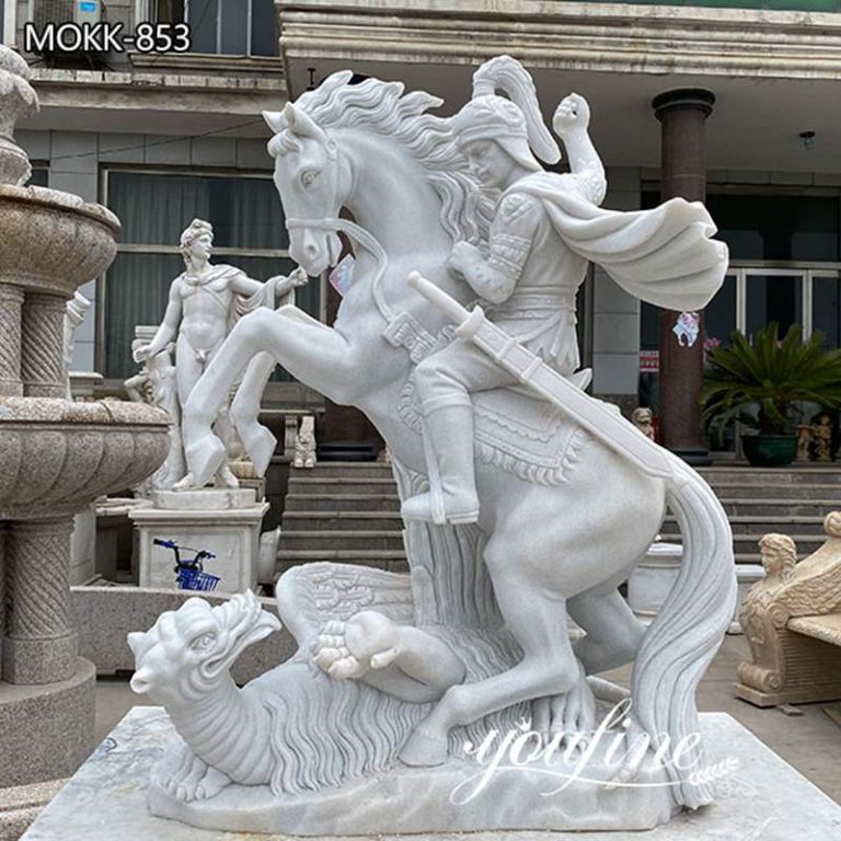 Life Size St. George and Dragon Hand-carving Marble Statue factory supplier