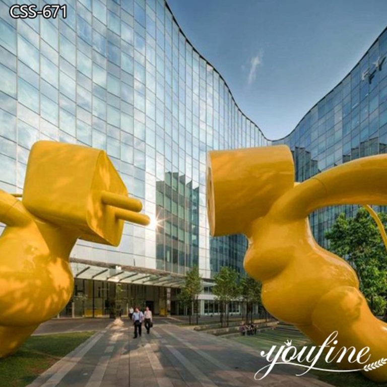 Large Abstract Yellow Stainless Steel Sculptures Square Decor factory supplier