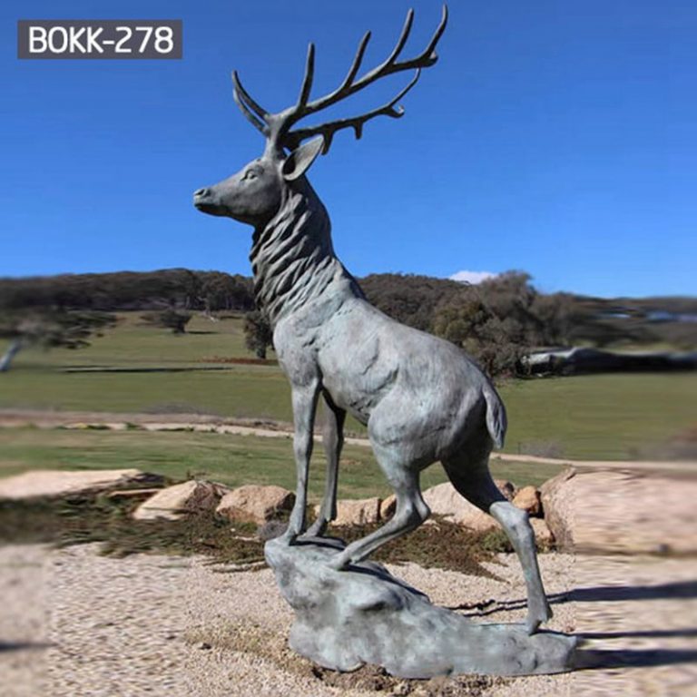 Life Size Bronze Stag Garden Decorative Animal Statue for sale