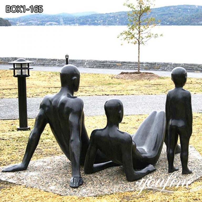 Life Size Modern Bronze Family Sculpture for sale