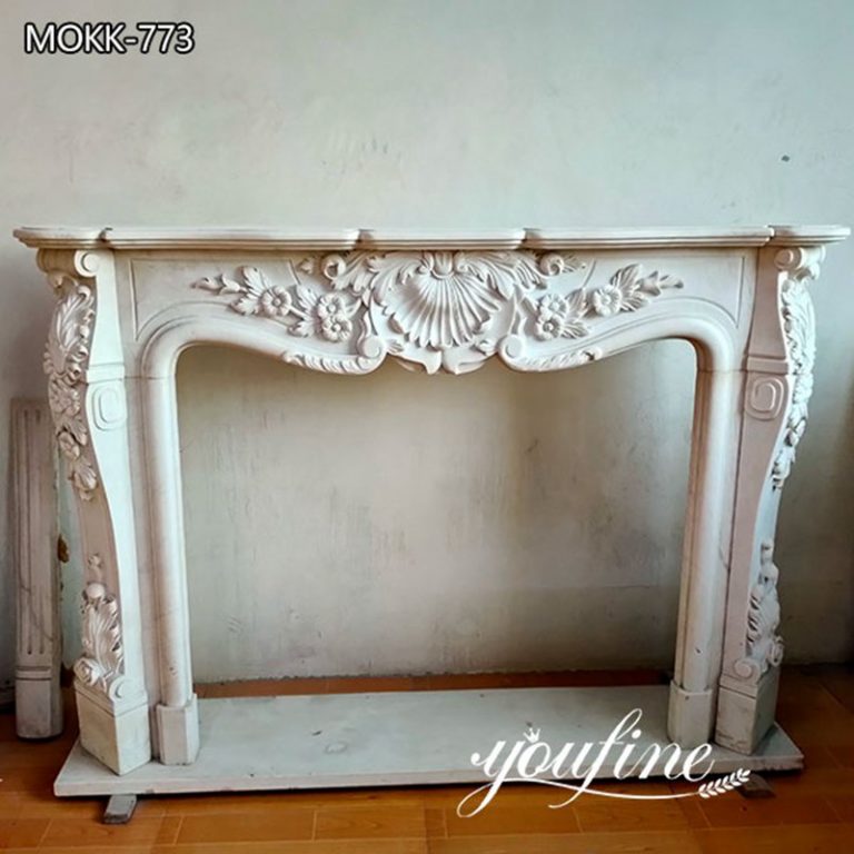 Large White Marble French Fireplace Mantel Home Decor for Sale