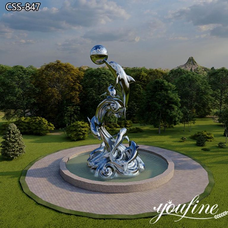 stainless steel dolphin sculpture-YouFine Sculpture