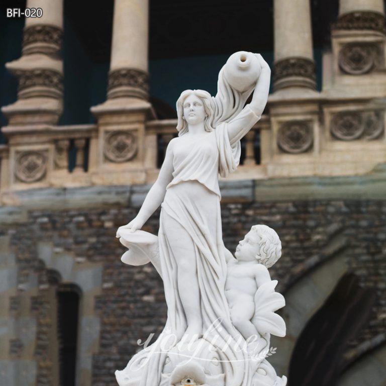 Hand Carved Marble Crock Goddess and Child Statue (1)