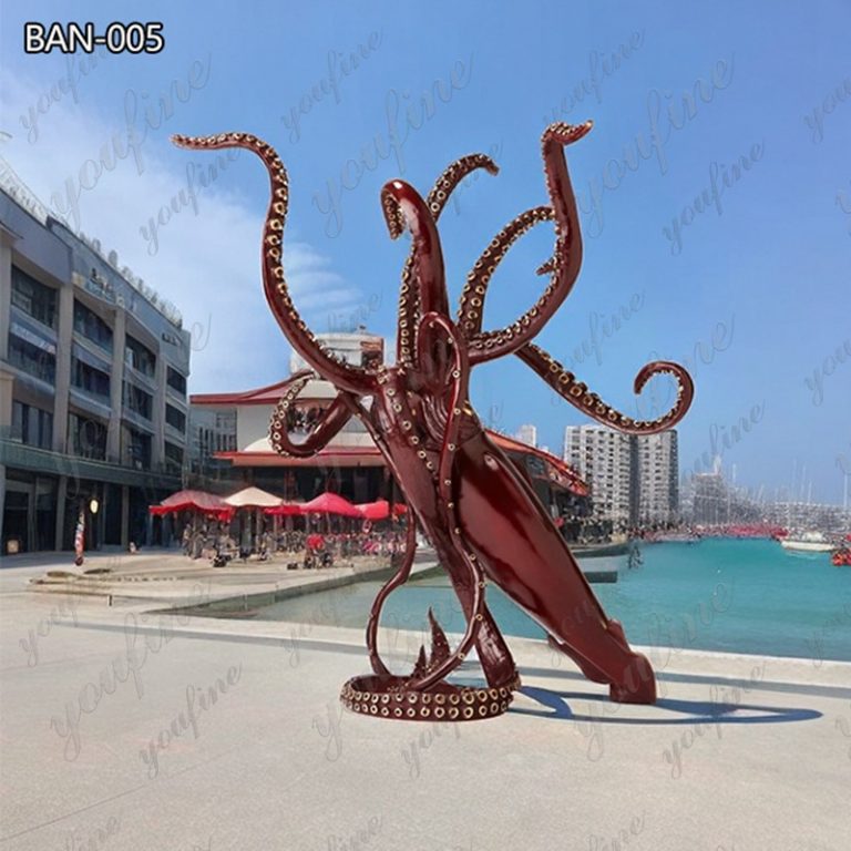 outdoor bronze squid sculpture (4)