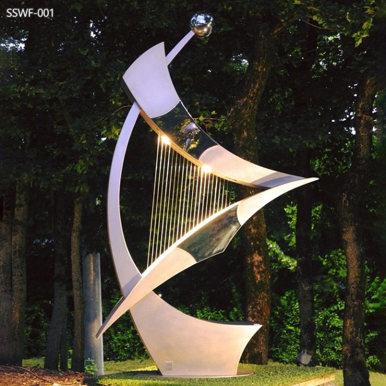 stainless steel harp fountain (1)