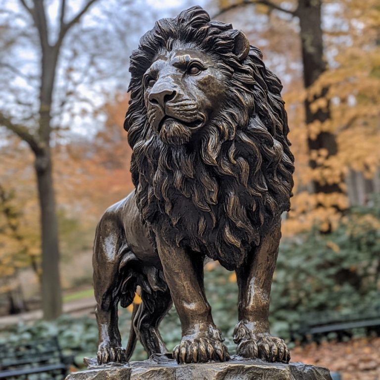 large bronze lion statue