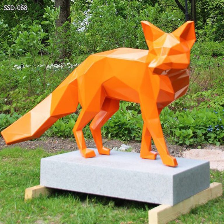 stainless steel garden Geometric Fox Sculpture