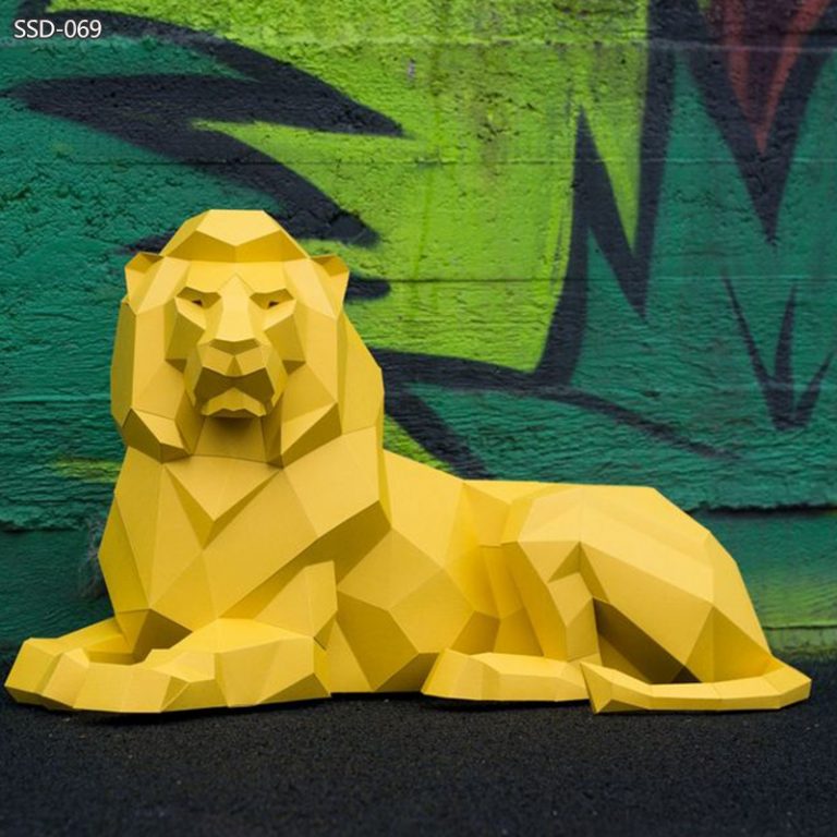 modern Geometric Lion Sculpture