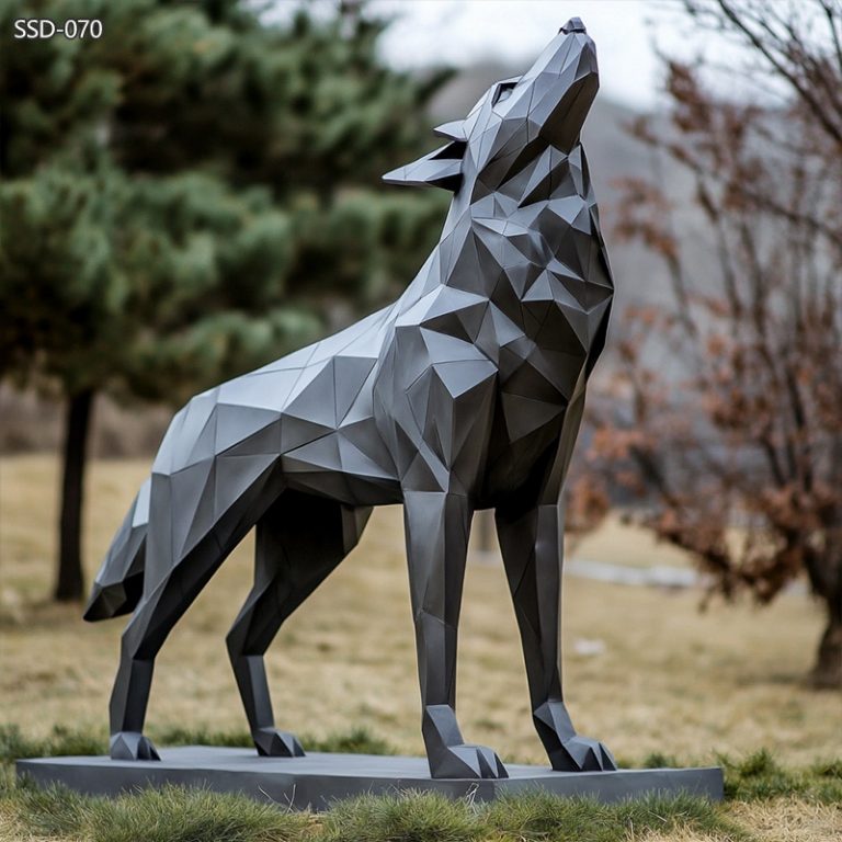 stainless steel Modern Geometric Wolf Sculpture