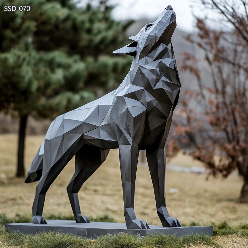 stainless steel Modern Geometric Wolf Sculpture